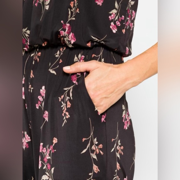 EUC XL Jumpsuit Black with floral print. - Picture 4 of 12
